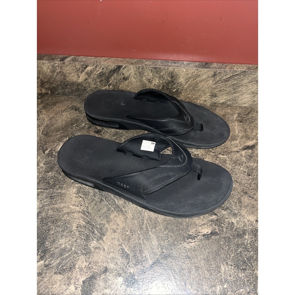 Reef Fanning Bottle Opener Black Flip Flops Sandal Size US 15